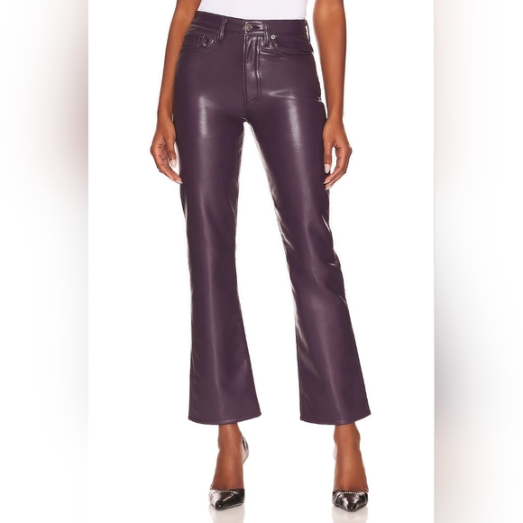 NWOT AGOLDE Recycled Leather Relaxed Boot Cut in Night Shade Size 25 - Picture 2 of 14